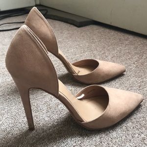 Pink Faux Suede Heels